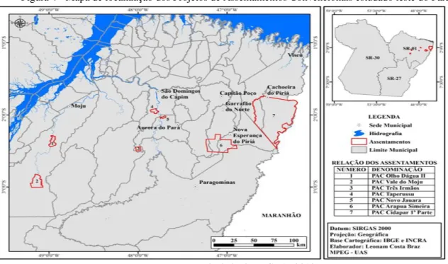 Figura 4 - Mapa de localização dos Projetos de Assentamentos Convencionais estudado leste do Pará