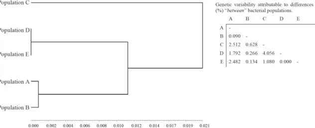 Figure 1 - Total genetic variability attributable to differences “between” bacterial populations of S