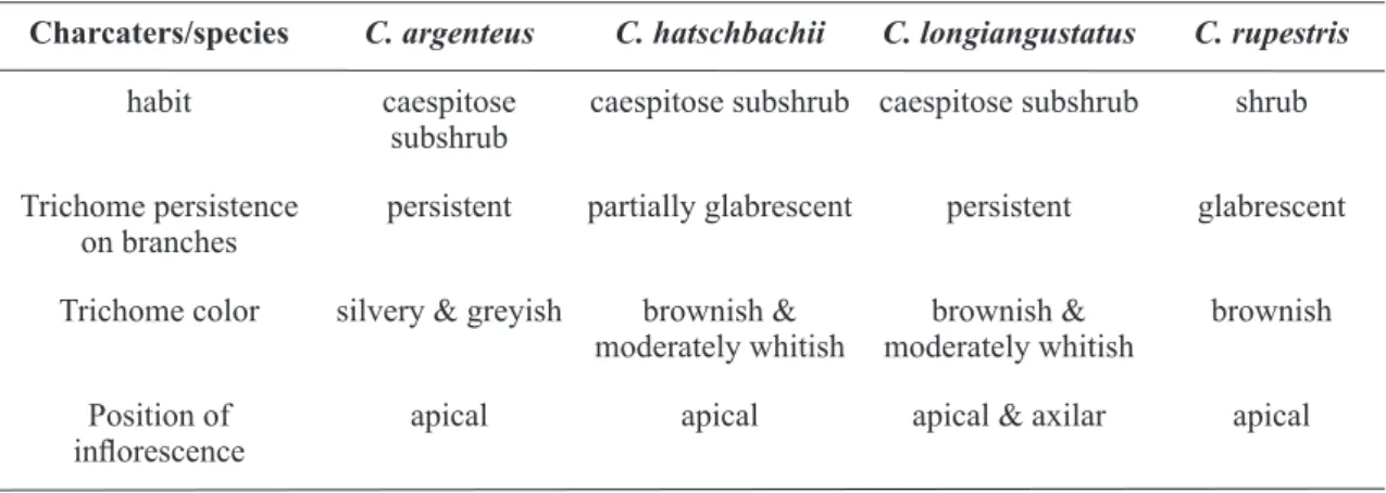 Table 1 – Diagnostic characters of Cololobus argenteus compared with the remaining species of the genus.