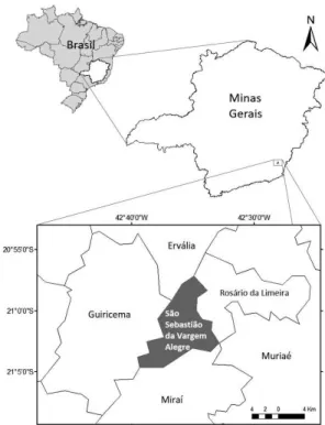 Figura 1 – Localização do município de São Sebastião  da Vargem Alegre, Minas Gerais, Brasil.