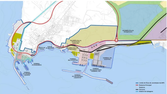 Figura 2 - Disposição da área de Jurisdição da Administração do Porto de Sines. 