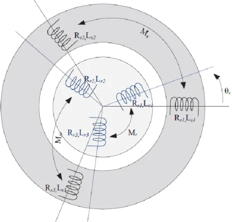 Figura 20 - Representação dos enrolamentos do estator e rotor por fase [8]. 