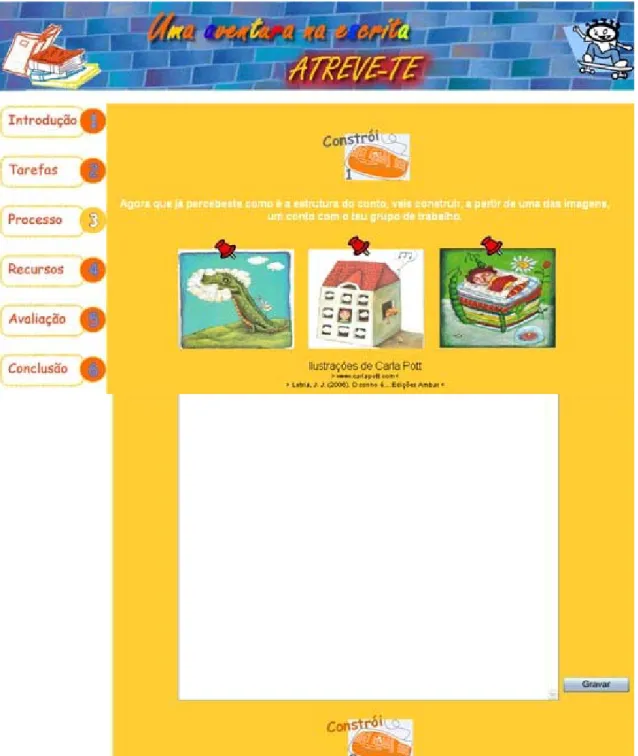 Fig. 13 - WebQuest “Uma Aventura na Escrita”: Constrói 1 