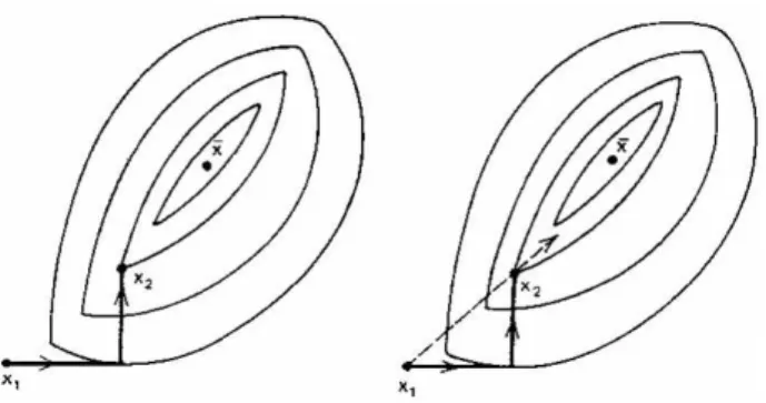 Figura 4.2: Caso onde o m´etodo das coordenadas c´ıclicas foi finalizado prematuramente (Bazaraa et al, 1979)