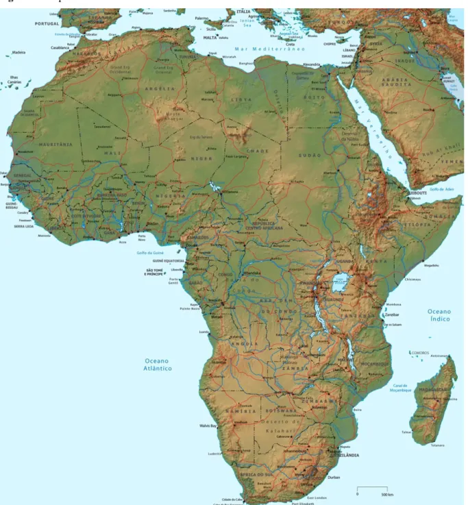 Figura 5 - Mapa físico do continente africano 