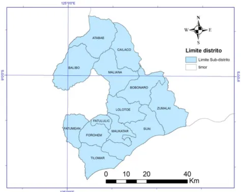 Figura 22- Localização dos distritos de Bobonaro e de Covalima 