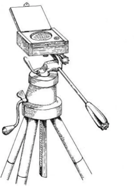 Figura 3: Desenho do densiometro sobre um tripé posicionado para coleta de dados. Fonte: 