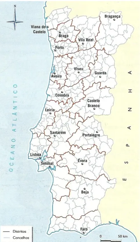 Figura 4. 4 - Organização Administrativa de Portugal continental 