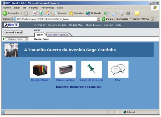 Figura 2: Página inicial do WebCT 