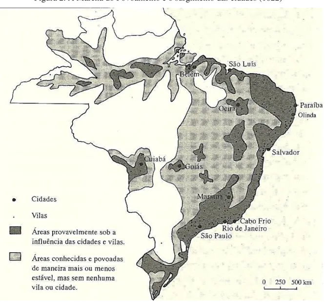 Figura 2. A Marcha do Povoamento e o surgimento das cidades (1822) 