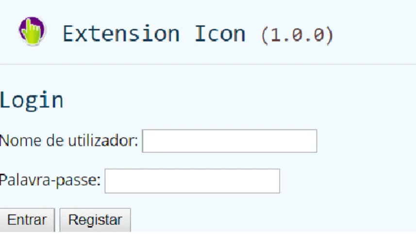 Figura 3: Página de login no Extension Icon. 