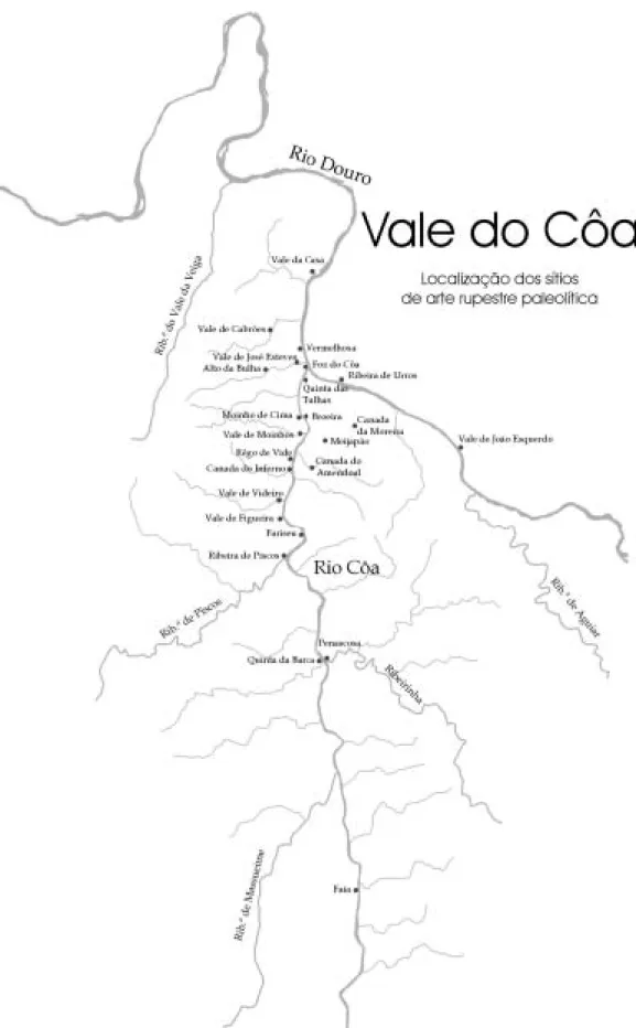 Fig. 3 Localização dos SARAL do Vale do Côa (mapa de Luís Luís).