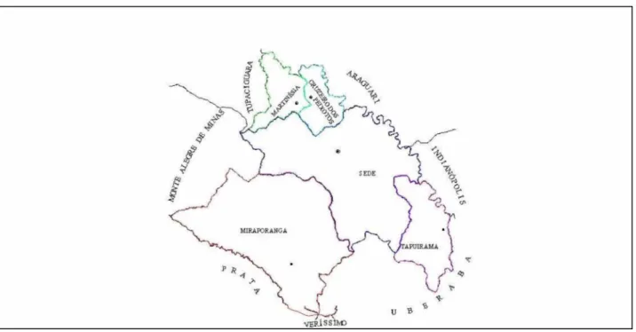 Figura 2 -  Distribuição territorial  dos distritos do município  de Uberlândia.