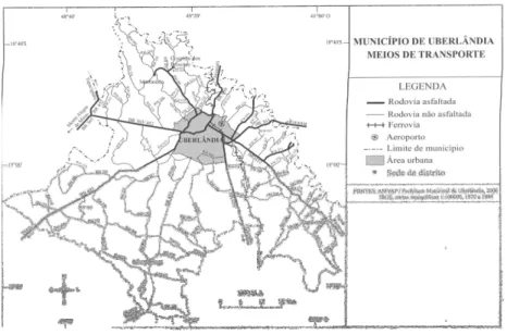 Figura 4 – Mapa de Uberlândia – Meios de transporte  