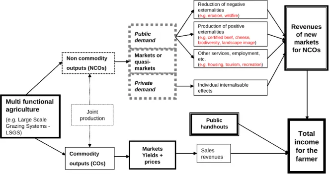 Fig. 2.2 - Multifunctional dimensions of farming exemplified for the case of Large Scale Grazing  Systems (adapted from Wiggering et al., 2006) 
