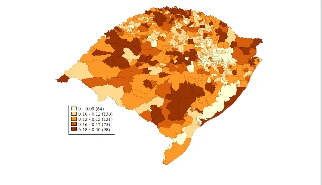Tabela 2: Estatística I de Moran - Municípios do Rio Grande do Sul- 2010 