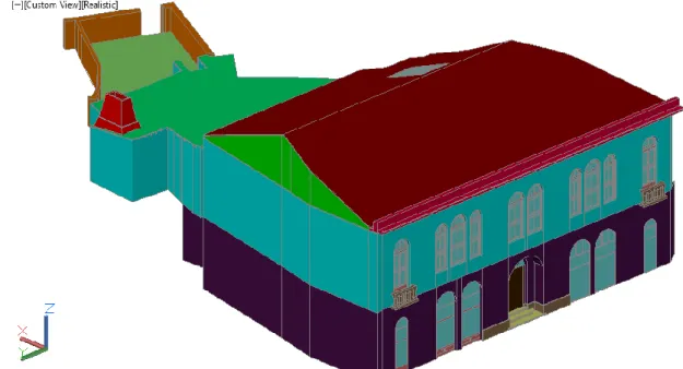 Figura 13 – Modelo Tridimensional do Edifício do Antigo Orfeão de Viseu – vista sudoeste  