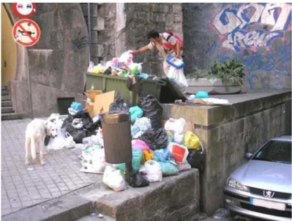 Figura 1- Acumulação de lixo a céu aberto numa rua da cidade do Porto  [1] . 