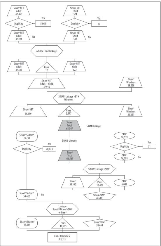 Figure 1 – Database linkage flow diagram, Rio Grande do Sul, Brazil, 1980-2015