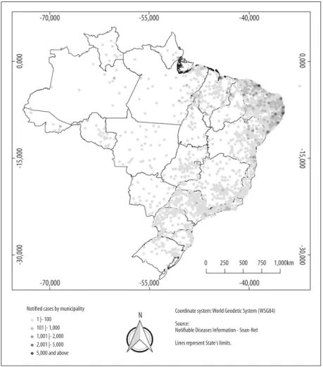 Figure 1 – Probable chikungunya cases reported on Sinan-Net a , Brasil, 2016