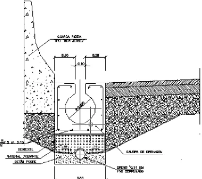 Figura 3.5  ‒  Exemplo de pormenor da drenagem do separador (Coba, 2004 5 )                                                   
