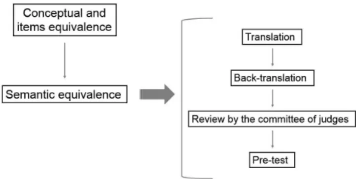 Figure 1. Methodological procedure for the first stages of cross-cultural  adaptation of the DASH 17+
