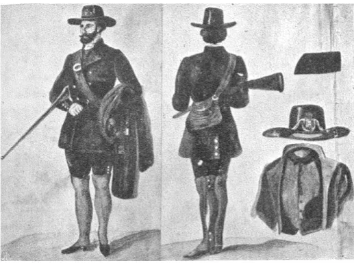 Figura 2: Uniforme de guarda introduzido em 1847. Fonte: Arala Pinto, 1938 