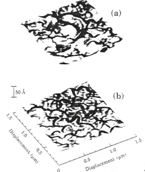 Figura 15- Imagens AFM do cristal Au/Si (a) limpo com o solvente e (b) limpo por uma breve imersão na  solução piranha seguida de ciclo electroquímico entre os 0 e -0.8 V [34].