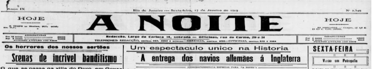 Figura 3: Detalhe do Jornal A noite. (17 de janeiro de 1919).