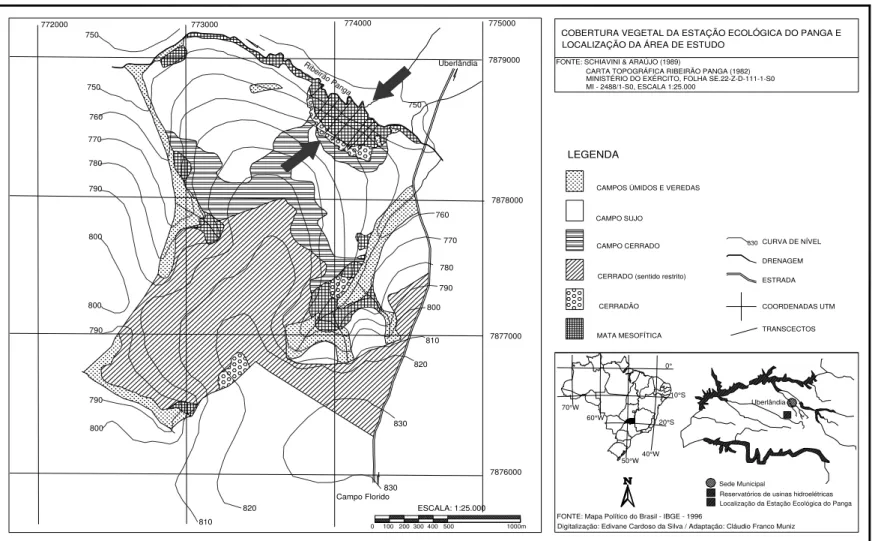 Figura 1.1. Localização geográfica da Estação Ecológica do Panga, Triângulo Mineiro, Brasil