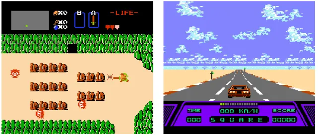 Figure 11: The Legend of Zelda.  Figure 12: Rad Racer. 