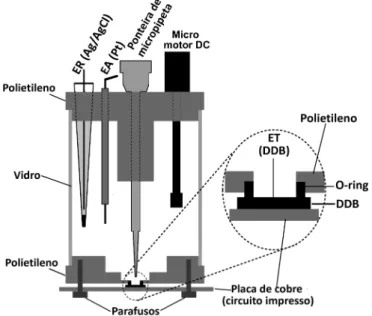 Figura 2.5. Esquema da célula usada nas análises por análise por injeção em batelada (BIA) 