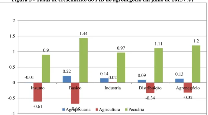 Figura 2 - Taxas de crescimento do PIB do agronegócio em julho de 2013 (%) 