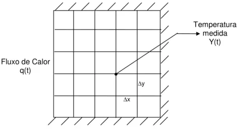 Figura 2.2: Geometria e condições de contorno para o problema inverso resolvido por Prud’homme &amp; Nguyen (1995).
