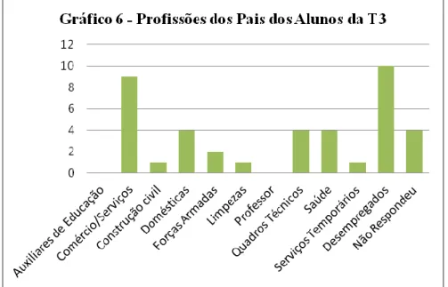 Figura 12 – Profissões dos Pais dos Alunos da T3 