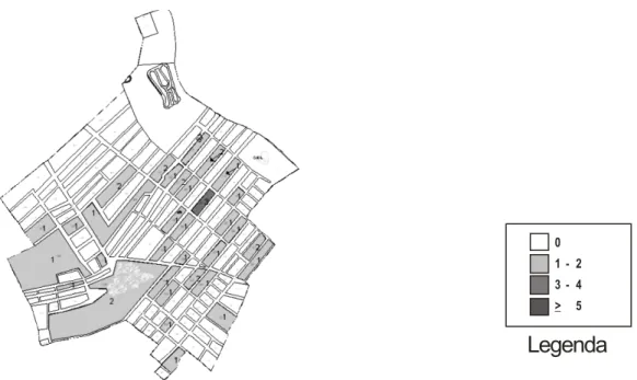 FIGURA 7 - Representação esquemática de quadras do bairro Cidade Dr. José Euclides (Terrenos  novos) – Sobral – CE com casos de hanseníase no período de 2004 a 2006