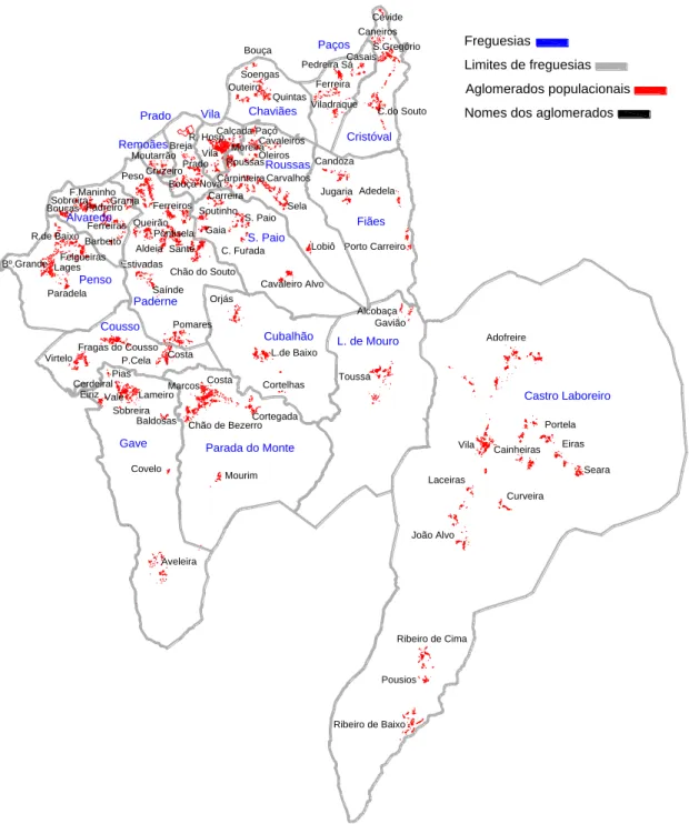 Figura 22. Mapa de aglomerados populacionais. 