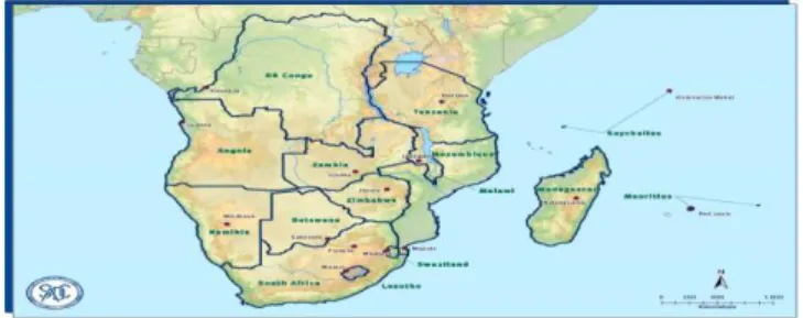 Figura 2  –  Mapa dos Países da Região da África Austral 