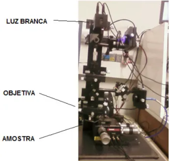 Figura 2.13 – Esquematização da montagem utilizada para o microscópio de campo amplo. 