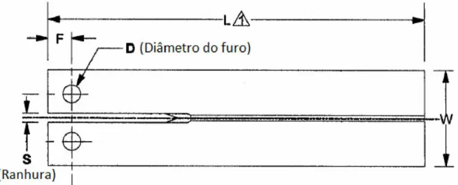 Figura  2.27  -  Vista  lateral  da  amostra  utilizada  no  ensaio  DCB  (NACE  Standard  TM0177,  2005),  modificado