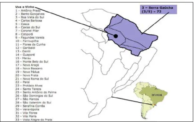 FIGURA 2 – Microrregião Turística Uva e Vinho da Serra Gaúcha. 