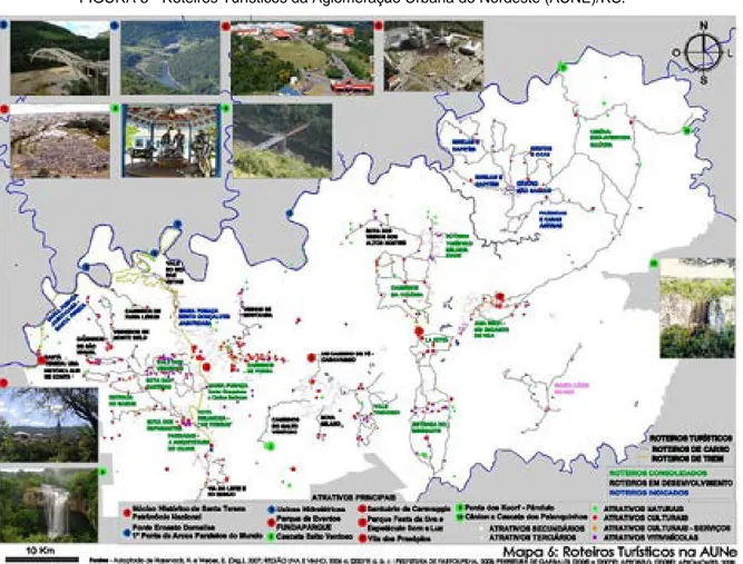 FIGURA 3 - Roteiros Turísticos da Aglomeração Urbana do Nordeste (AUNE)/RS. 