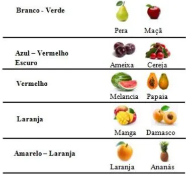 Figura 4: Representação gráfica dos pigmentos presentes na fruta 
