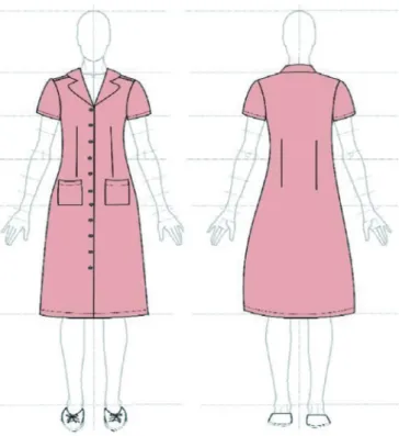 Figure 1 –  Drawing of the uniform of the students of the  School of Nursing Hermantina Beraldo, used in  the period from 1965 to 1968