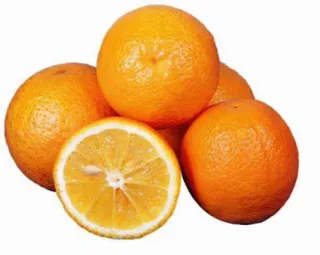 Figura 1. Fruto de laranja da variedade Valência, do grupo das variedades claras. 