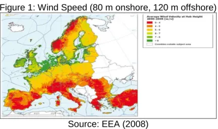 Figure 1: Wind Speed (80 m onshore, 120 m offshore) 
