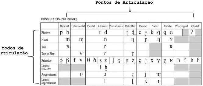 Figura 3 –  Consoantes pulmônicas (AFI) 