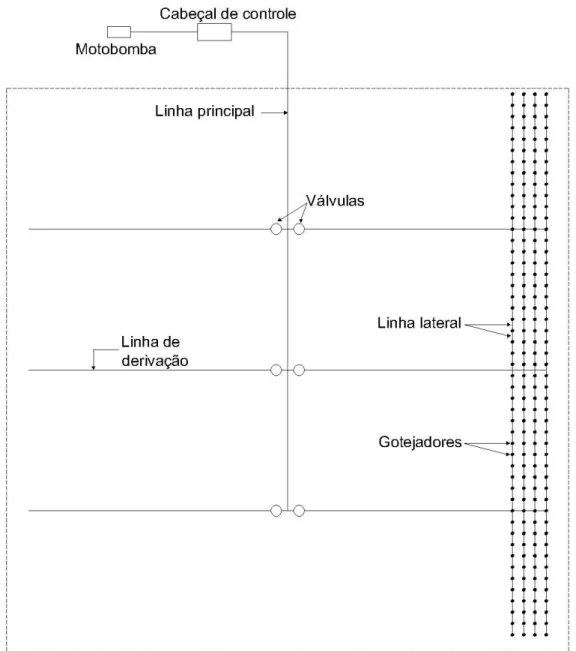 Figura 2.5: Componentes de um sistema de irrigação 