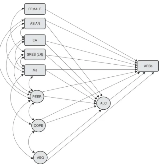 Figure 1 Hypothesized model of relationships of predictive variables to alcohol-related blackouts (ARBs)