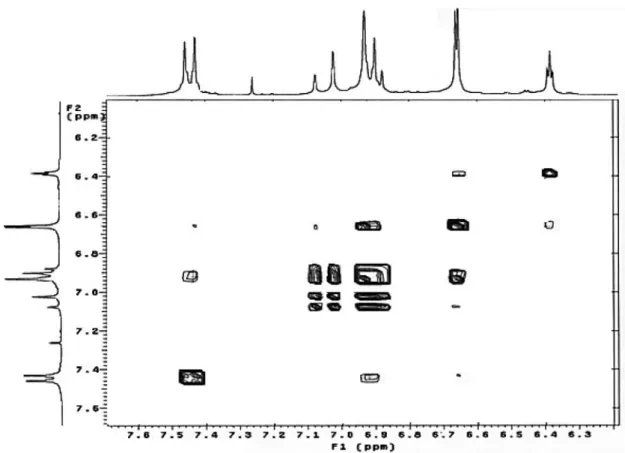 Figure S8. COSY  1 Hx 1 H NMR experiment (in CDCl 3 , 300 MHz) of the compound 4 isolated from leaves of Deguelia rufescens var